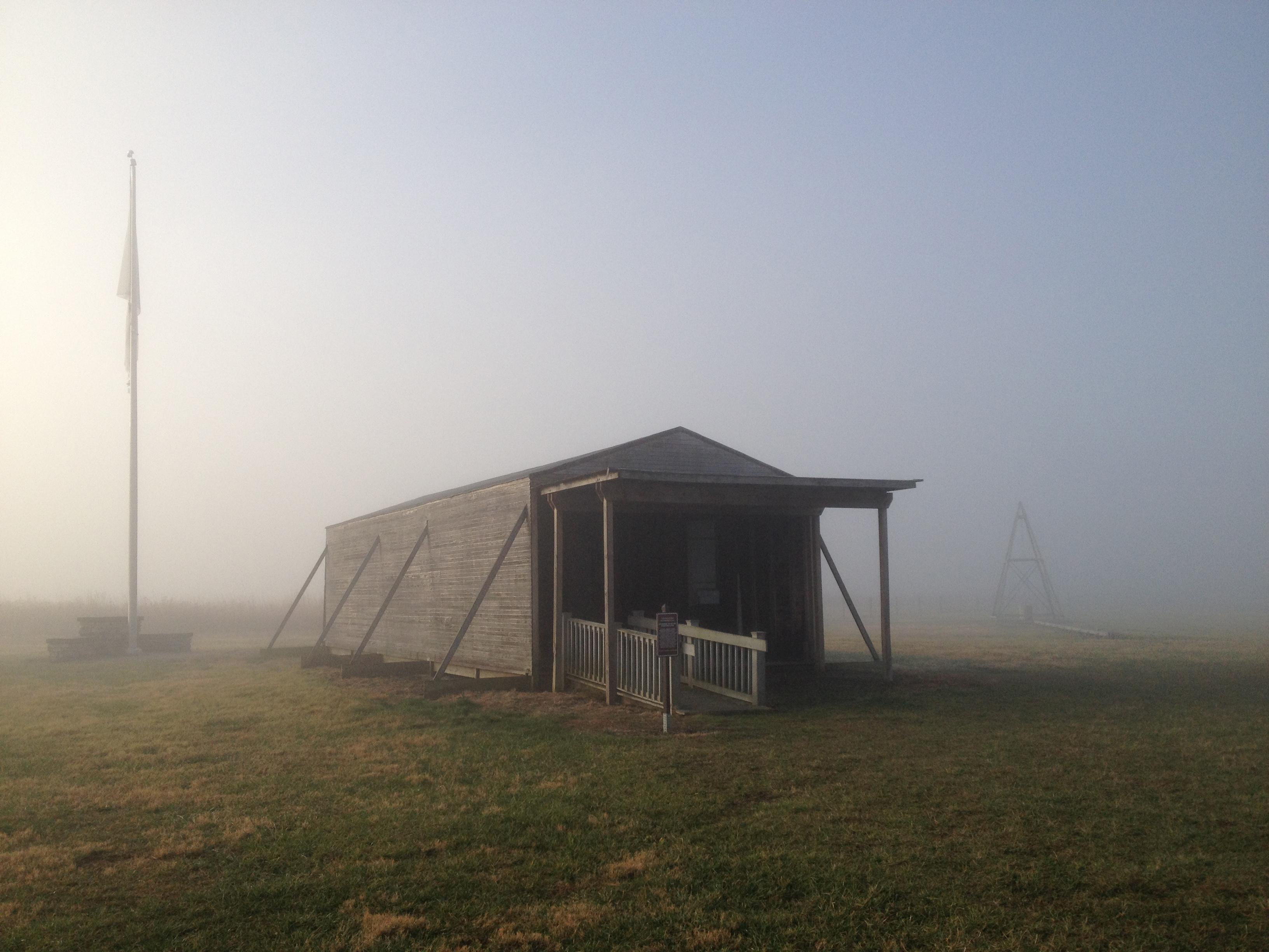 At Huffman Prairie Flying Field, walk inside a replica of the Wright brothers’ hangar.