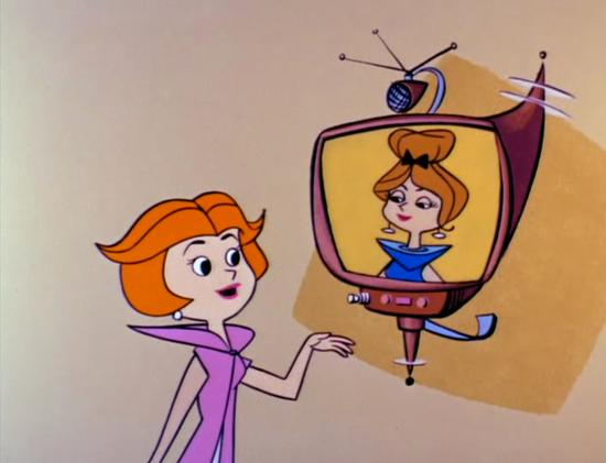 Jan Jetson talking to a friend on the videophone (1962)