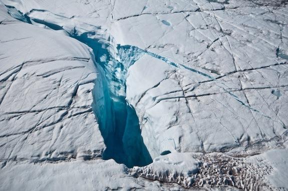 Melting glacial ice
