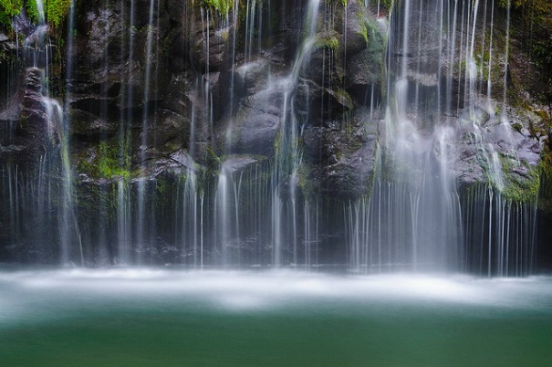 Mossbrae Falls flowing into the Sacramento River.