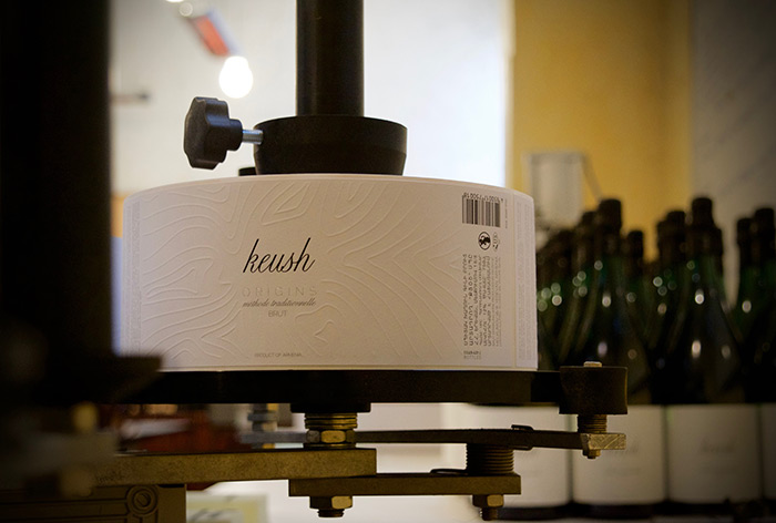 Labels for the Keush sparkling wine