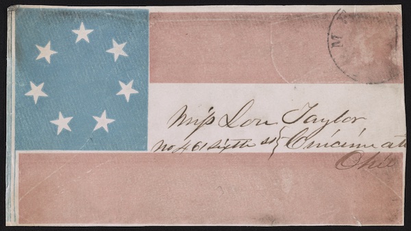 Envelope featuring the Confederate flag