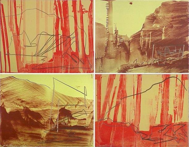 James Lavadour, Ghost Camp, 2002. Variable edition lithographs with graphite pencil on paper.