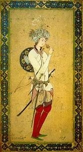 A romantic depiction of a wandering poet from the medieval period, from a later manuscript.