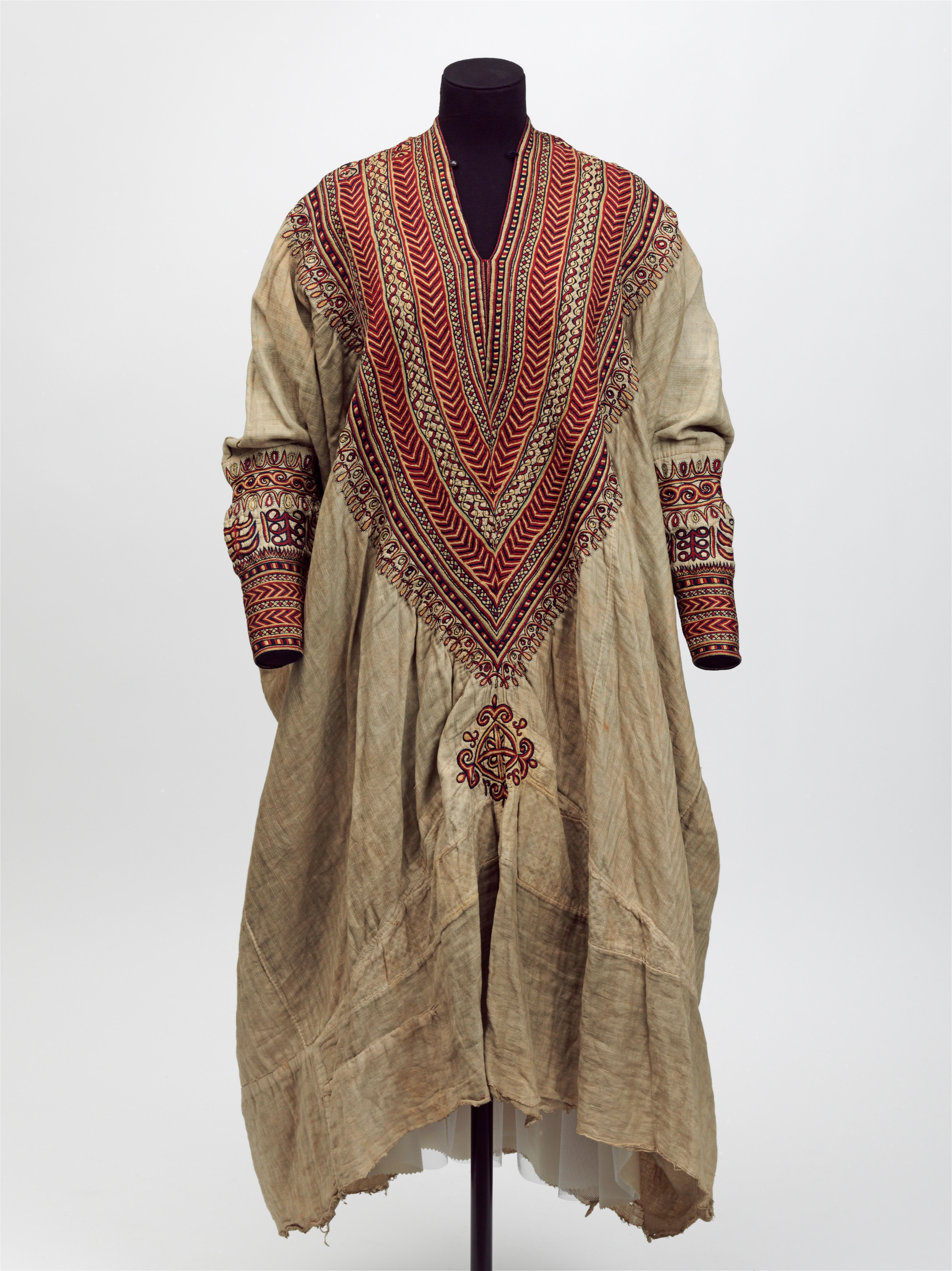 Cotton dress embroidered with silk, said to have belonged to Queen Woyzaro Terunesh, made in the 1860s, given by the Secretary of State for India (c) Victoria and Albert Musuem, London.jpg