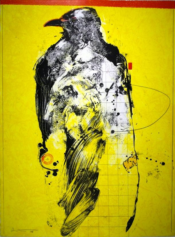 Rick Bartow, Facing Left Raven, 2008. Monoprint on paper.