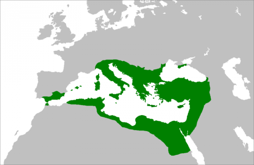 The Byzantine Empire at its height under the Emperor Justinian in c. 560